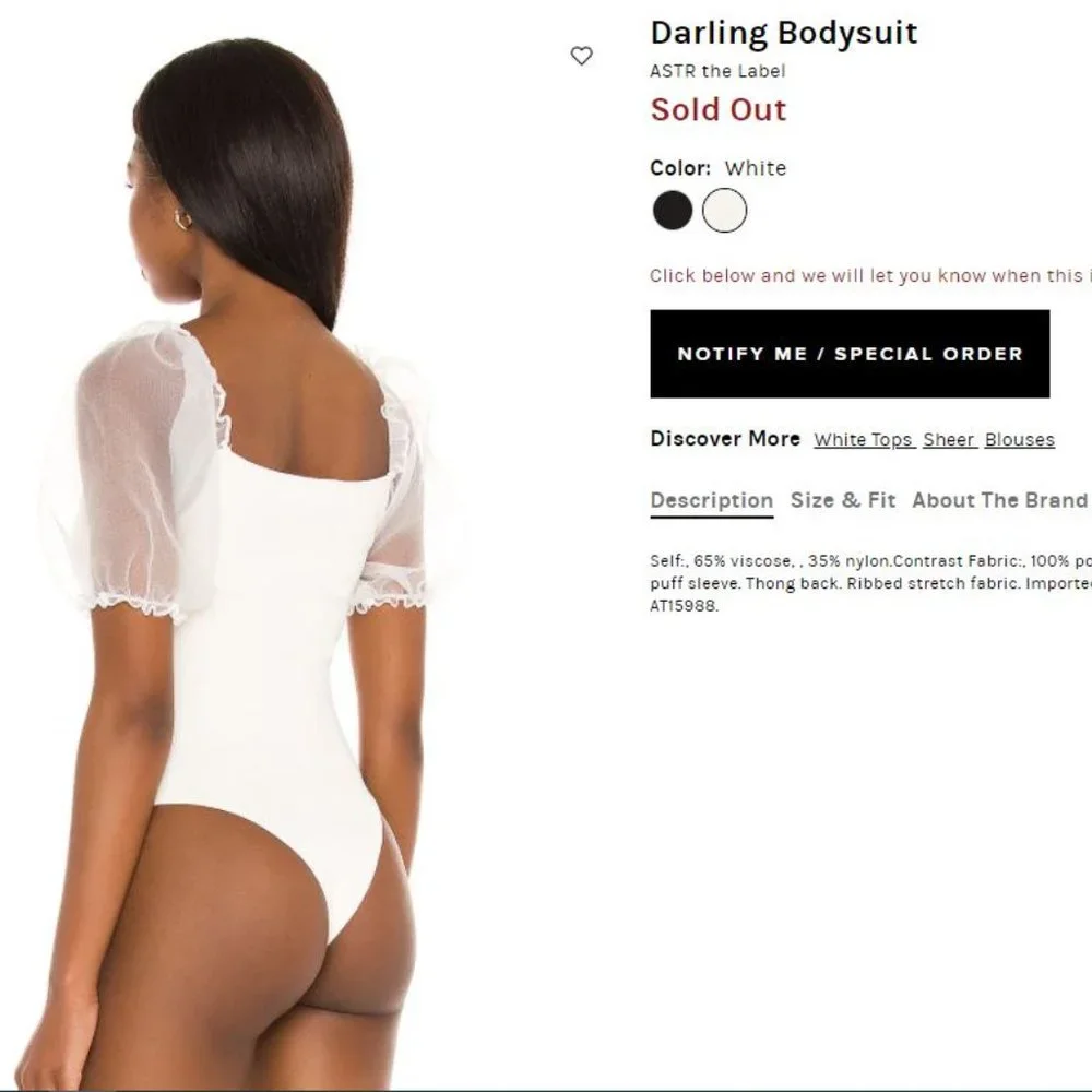 ASTR the Label Revolve Darling Bodysuit NWOT - Picture 3 of 5